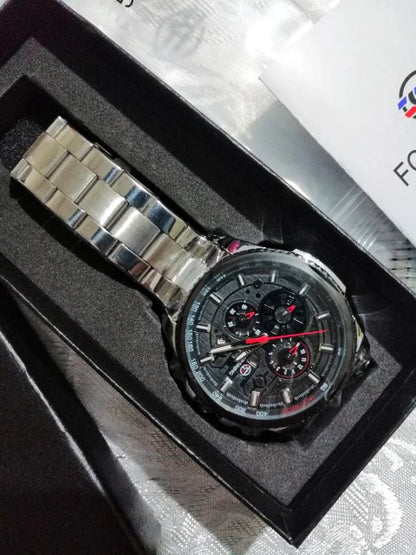 Forsining Three Dial Calendar Stainless Steel Men Mechanical Automatic Wrist Watches Top Brand Luxury Military Sport Male Clock