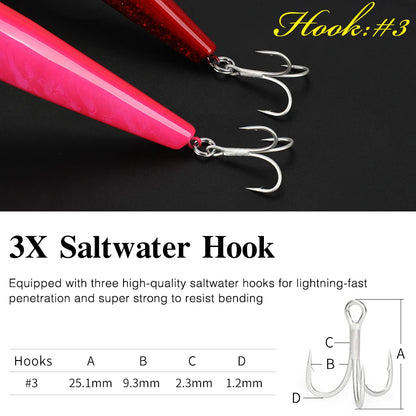 Floating Minnow Fishing Lure DW110 STINGER 163mm 31g Sea Fishing Hard Bait Piura Seabass Baits