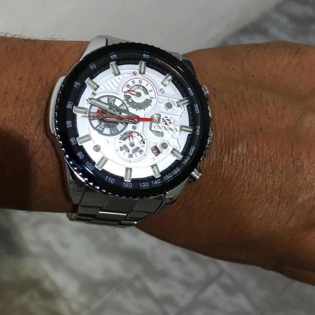 Forsining Three Dial Calendar Stainless Steel Men Mechanical Automatic Wrist Watches Top Brand Luxury Military Sport Male Clock