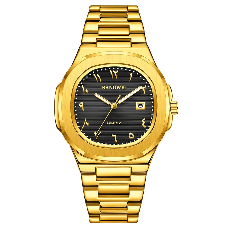 LIGE BW8821 Wholesale Black Arabic Dial Waterproof Men Wristwatch Stainless Steel Calendar Quartz Luminous Watch for Man Relojes