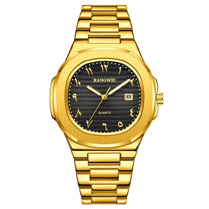 LIGE BW8821 Wholesale Black Arabic Dial Waterproof Men Wristwatch Stainless Steel Calendar Quartz Luminous Watch for Man Relojes