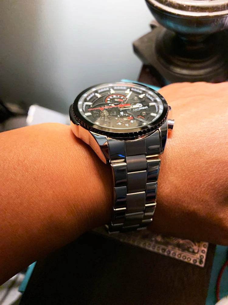 Forsining Three Dial Calendar Stainless Steel Men Mechanical Automatic Wrist Watches Top Brand Luxury Military Sport Male Clock