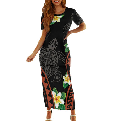 Samoa Tapa Puletasi PTaha Puletaha Samoan Dress & Maxi Skirt Set for Women Sweet Style 2Pcs Tops