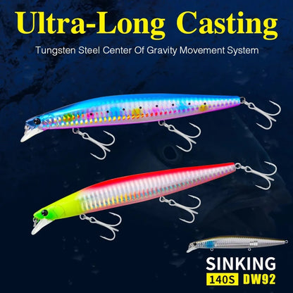 Sinking Minnow Fishing Baits140mm Saltwater Lures Pike Big Game Sea Fishing Tackle Stinger Hard Wobbler