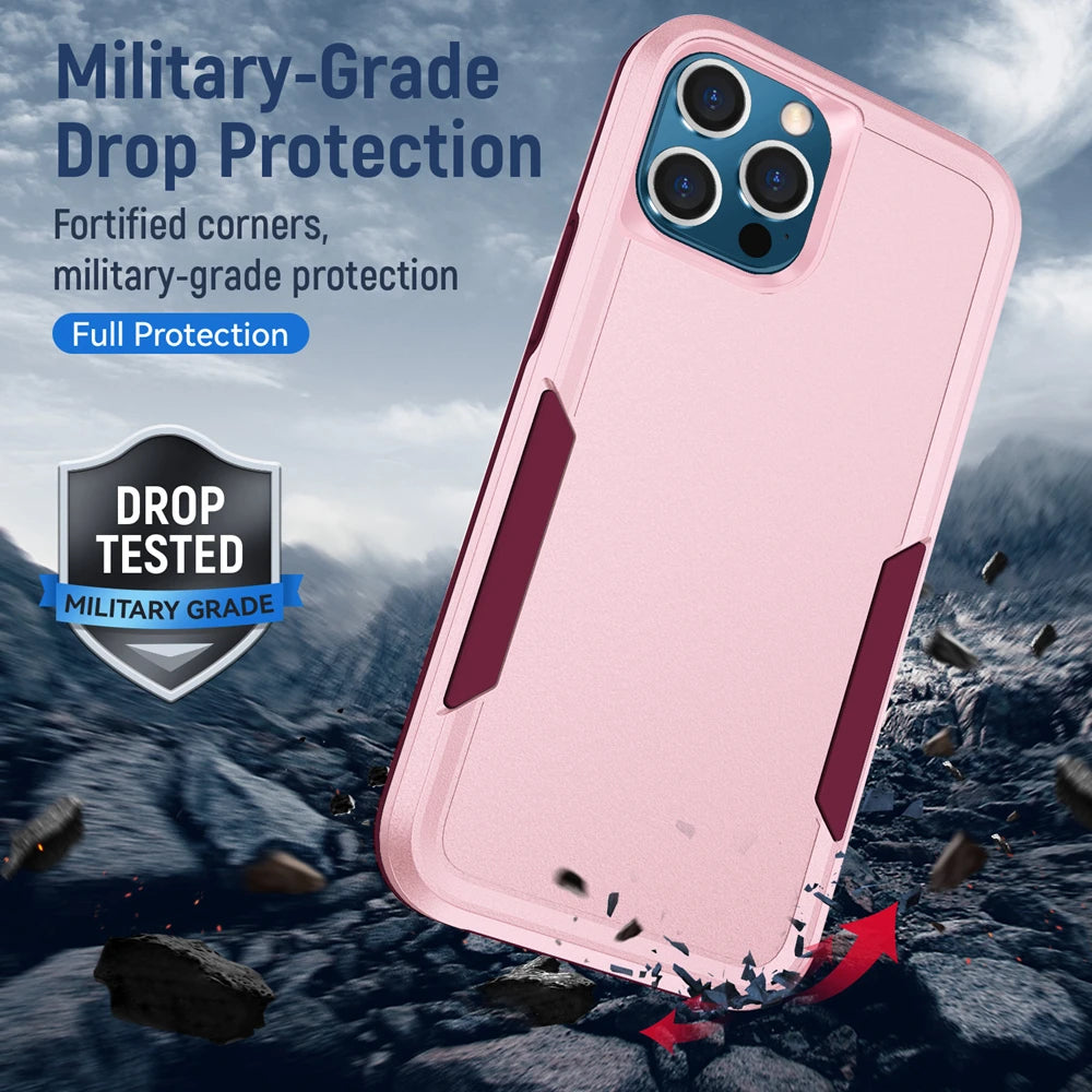 Heavy Duty Hybrid Armor Phone Case For iPhone 17 Air 16 15 13 11 14 Plus 12 Pro MAX Drop Protection Shockproof Hard Cover
