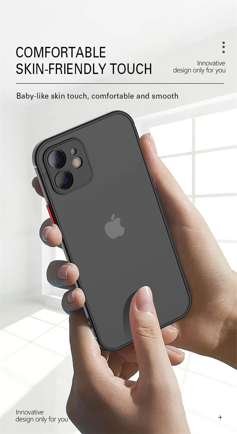 Luxury Matte Transparent Phone Case For iPhone 17 Air 16 E 15 14 13 12 11 Pro Max Plus Mini Silicone Clear Hard PC Back Cover