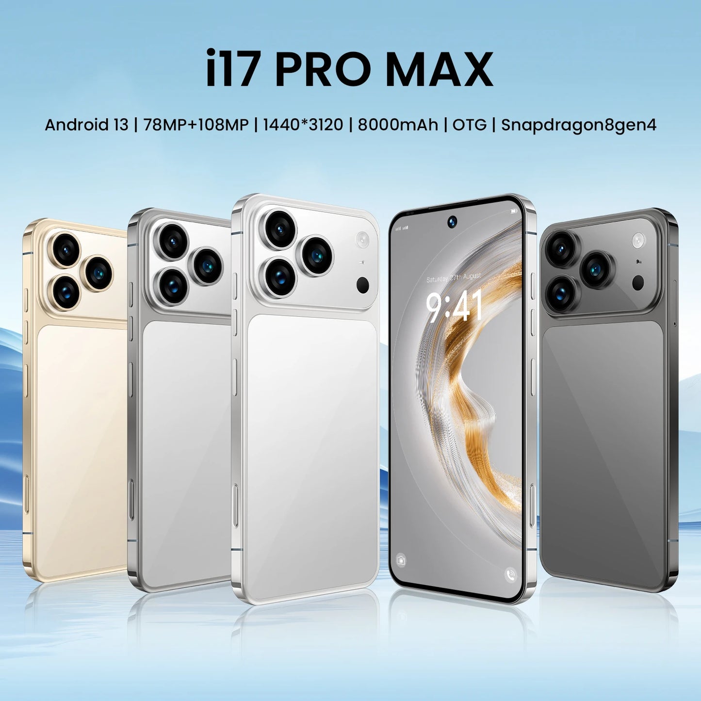 17 Pro Max Ultra 7.3 Inch Unlocked Mobile Phones Dual Sim 8GB+256GB Global Version Smart Phone Android Smartphones