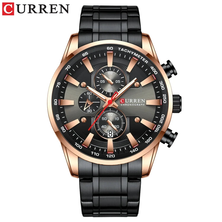 Curren 8351 Man Watches Quartz Stainless Steel Band Clock Luminous Hands Luxury Business Sporty Chronograph Wristwatches For Men