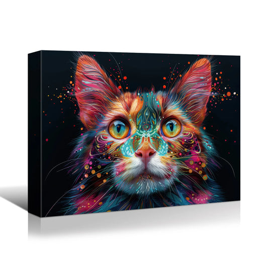 Brightly Colored Cat Framed Print Home Shop Decor Still Life Paintings