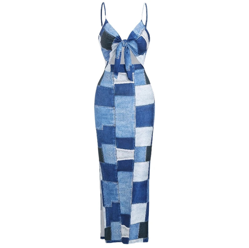 Night dresses for woman sexy tight knit bow sleeveless halter dress backless halter  floor length  long gowns for women elegant