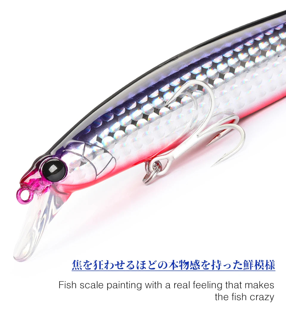 Floating Minnow 120mm 19g Long Casting Sea Fishing Lure STINGER  Center Of Gravity Hard Baits
