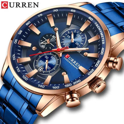 Curren 8351 Man Watches Quartz Stainless Steel Band Clock Luminous Hands Luxury Business Sporty Chronograph Wristwatches For Men