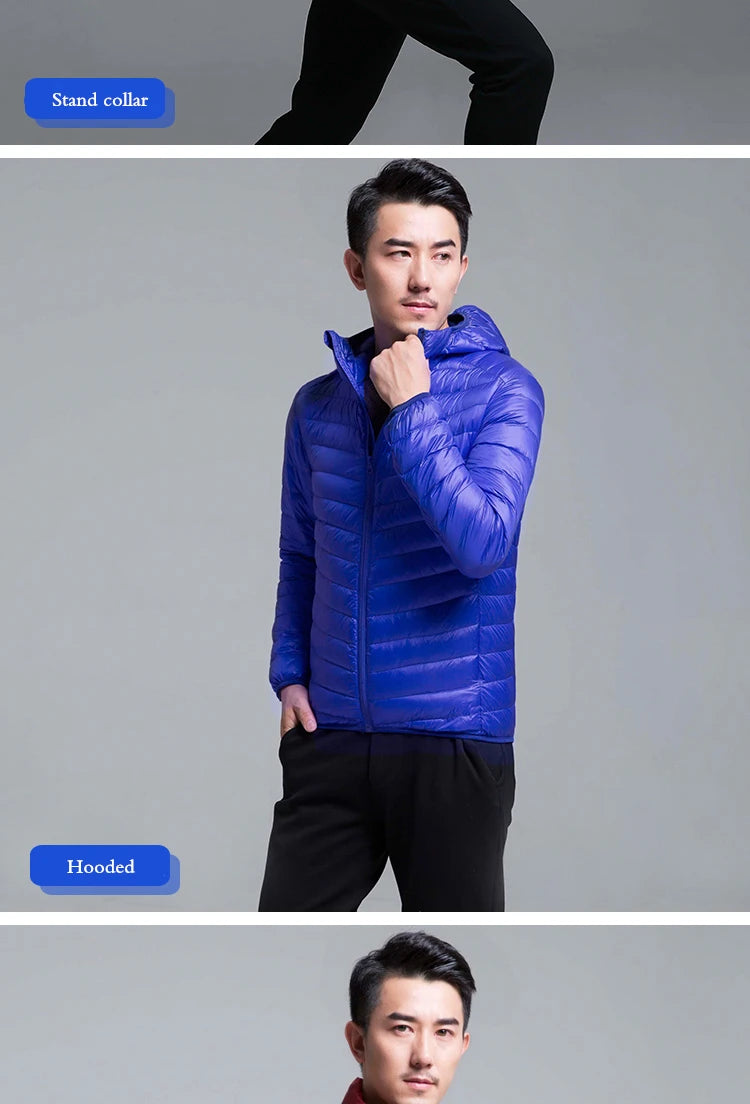 Plus Size Men Puffer Jacket Spring Winter Ultra Lightweight Packable Down Jacket Water Wind-Resistant Breathable Coat