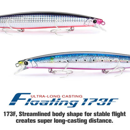 Ultra-long Casting Floating Minnow 173mm 37.5g Saltwater Fishing Lure STINGER Artificial Large Hard Baits