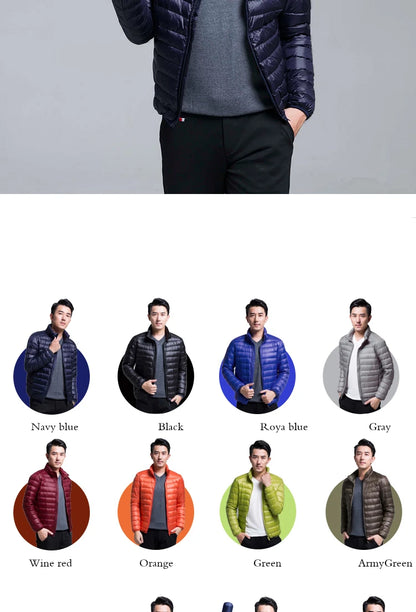 Plus Size Men Puffer Jacket Spring Winter Ultra Lightweight Packable Down Jacket Water Wind-Resistant Breathable Coat