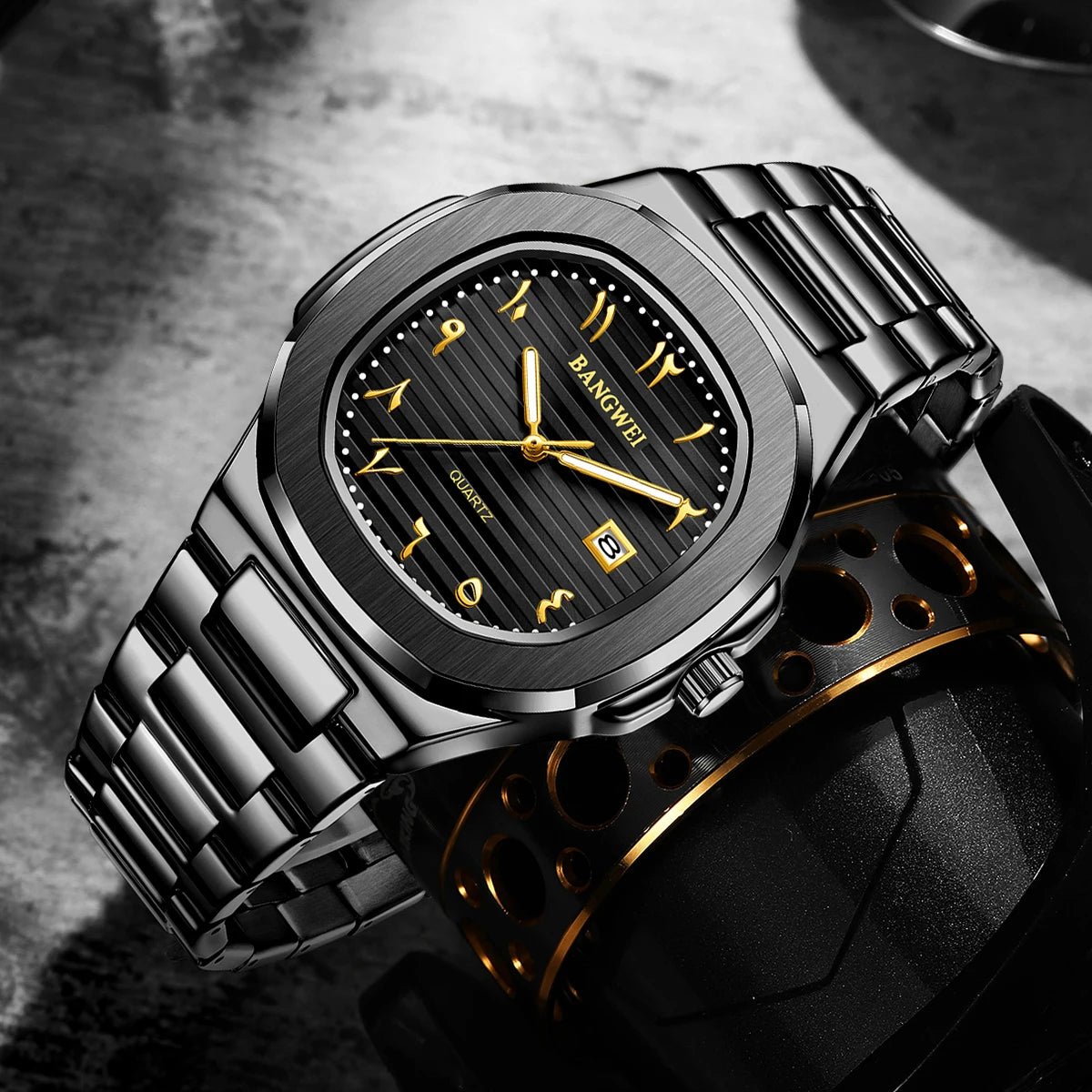 LIGE BW8821 Wholesale Black Arabic Dial Waterproof Men Wristwatch Stainless Steel Calendar Quartz Luminous Watch for Man Relojes