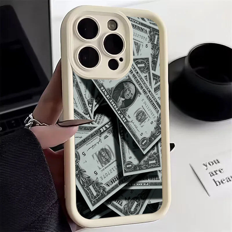 Black Bamboo Full-Coverage Banknote Design Silicone Phone Case For iPhone 17 16 15 14 13 12 11 Pro Max 16 Plus 16E 17 Air Cover