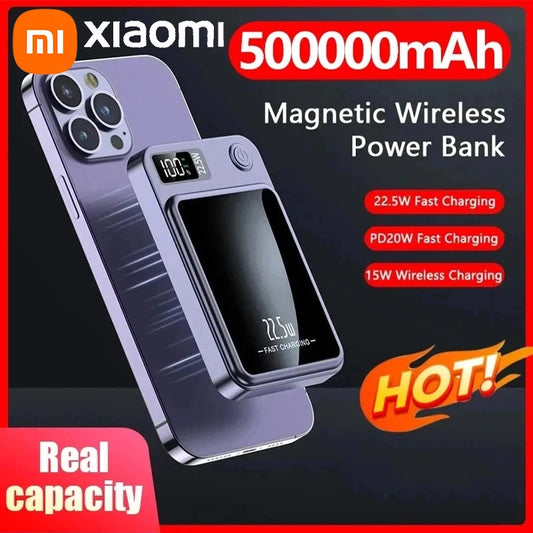 500000mah Wireless Magnetic Power Bank 22.5w Super Fast Charging Portable External Battery Powerbank For Iphone Samsung