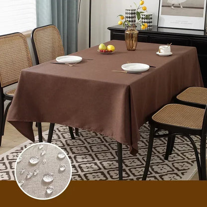 Waterproof Oilproof Kitchen Dining Tablecloth Solid Color Rectangle Tablecloth Cover Mat Oilcloth Antifouling Home Decoration