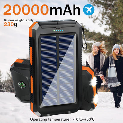 30000mAh Solar Power Bank Portable Charging Poverbank Dual 5V USB Ports 2 LED Light Flashlight for Iphone Outdoor Camping Hik