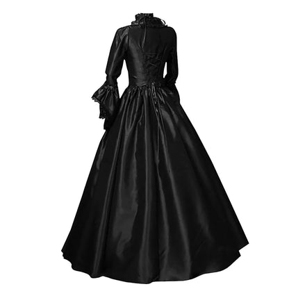 Gothic Black A Line Dress A Line Witch Dress For Women Gothic Witchcraft Vintage Medieval Dress For Women Halloween Costumes
