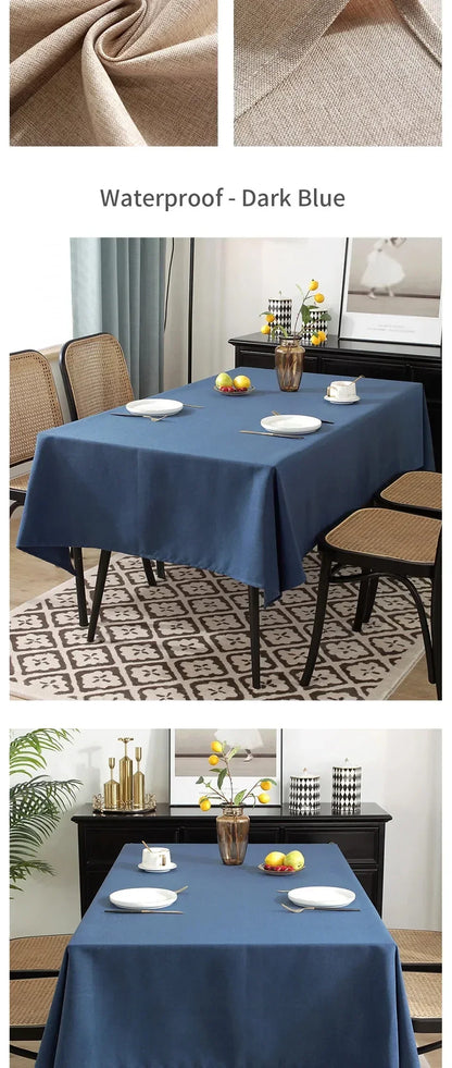 Waterproof Oilproof Kitchen Dining Tablecloth Solid Color Rectangle Tablecloth Cover Mat Oilcloth Antifouling Home Decoration