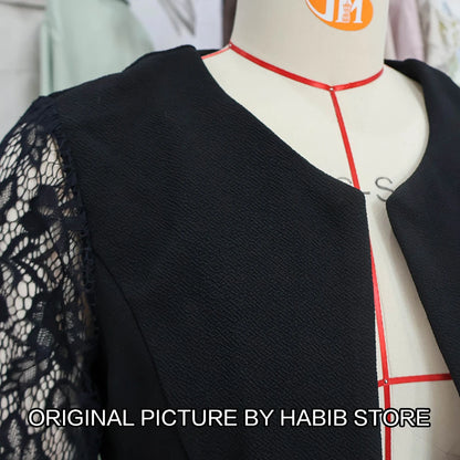 Women' Solid Casual Outwear Lace Long Sleeve Jacket Spring Autumn Elegant Zipper Coat Office Wear Slim Office Coat Crop Top