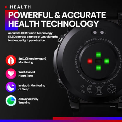 Zeblaze VIBE 7 PRO Voice Calling Smart Watch 1.43 Inch AMOLED Display Hi Fi Phone Calls Toughness Sports Smartwatch for Men
