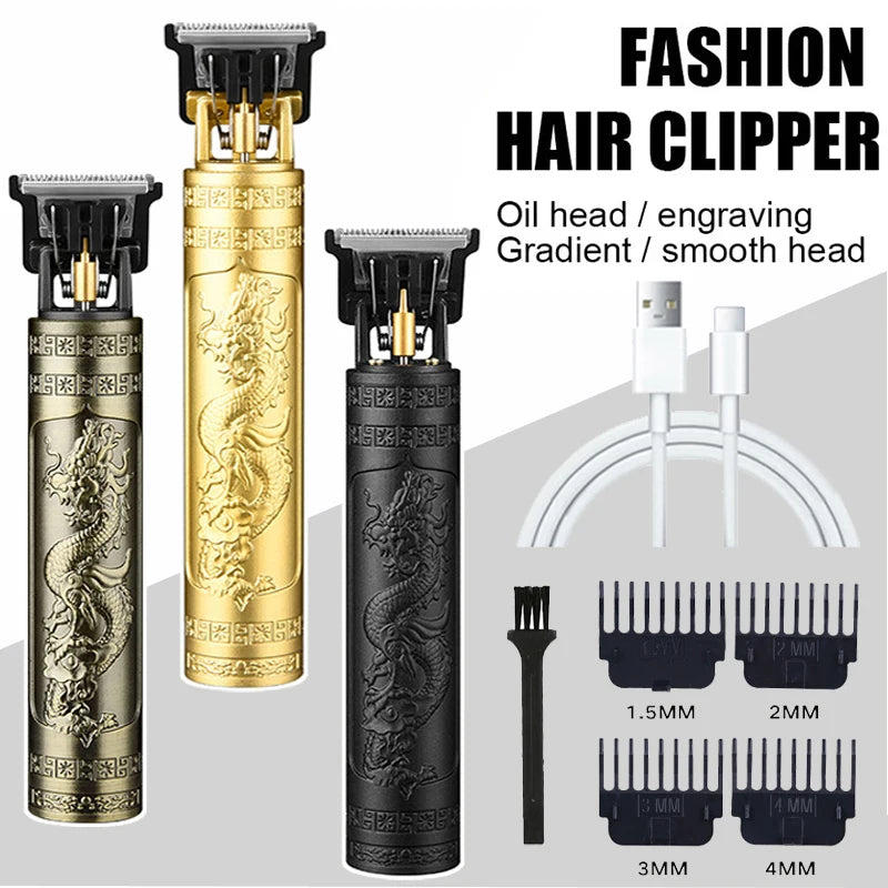 Vintage T9 Hair Clipper for Men USB Fast Charging Beard Trimmer T9 Haircut Machine Hair Cutting Clippers Kit with LCD Display