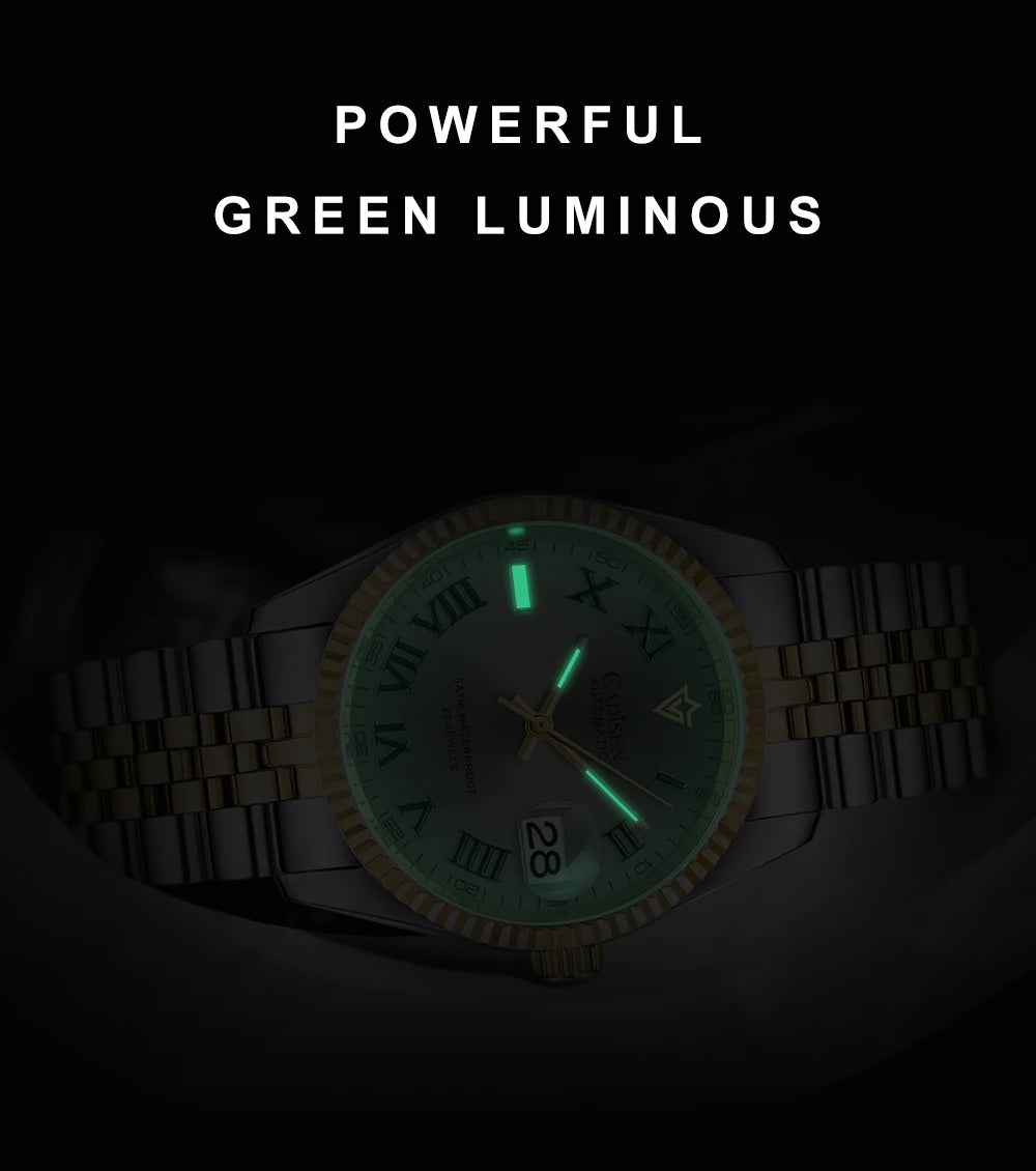 CADISEN 38MM Men's Automatic Mechanical Watch Luxury AR Sapphire Glass Waterproof Stainless Steel MIYOTA 8215 Men Wristwatch