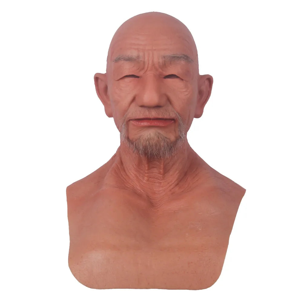 Man Mask Realistic Silicone Full Head Face Mask Party Prop Cosplay Male Hood Headwear for Halloween Cosplay