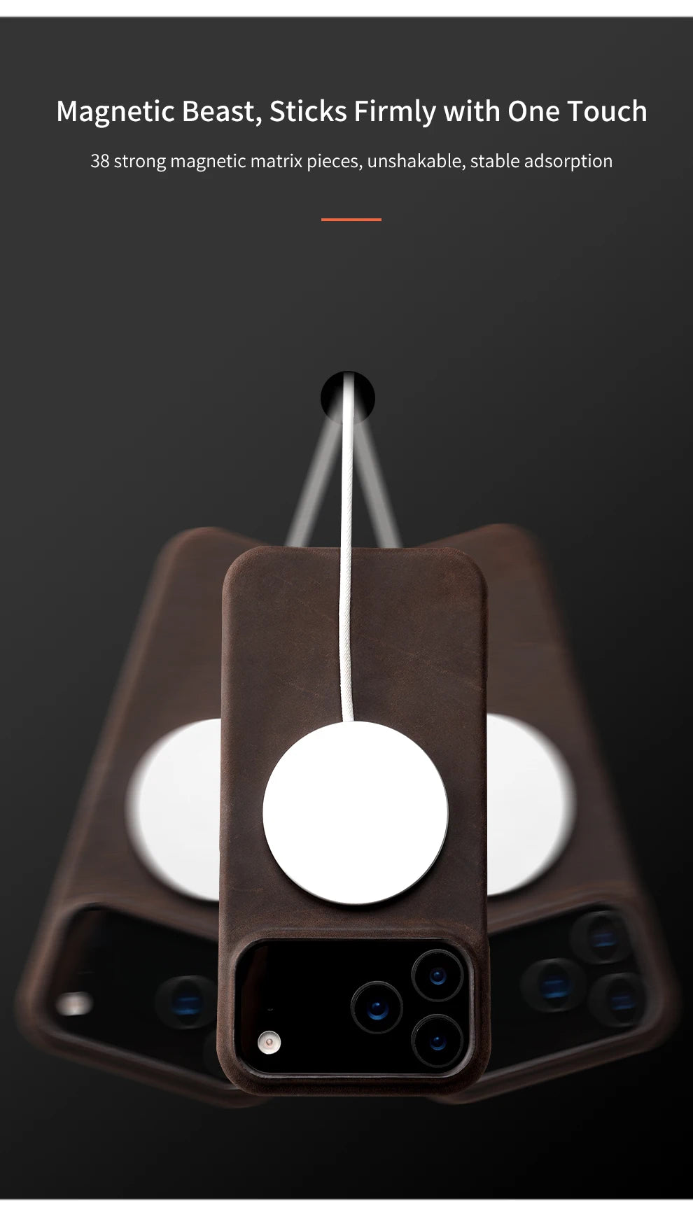 Case for iPhone 15 16 17 Pro Max 17Pro 17 Air 16Pro Retro Luxury Genuine PULL-UP Leather Magnetic Phone Back Cover