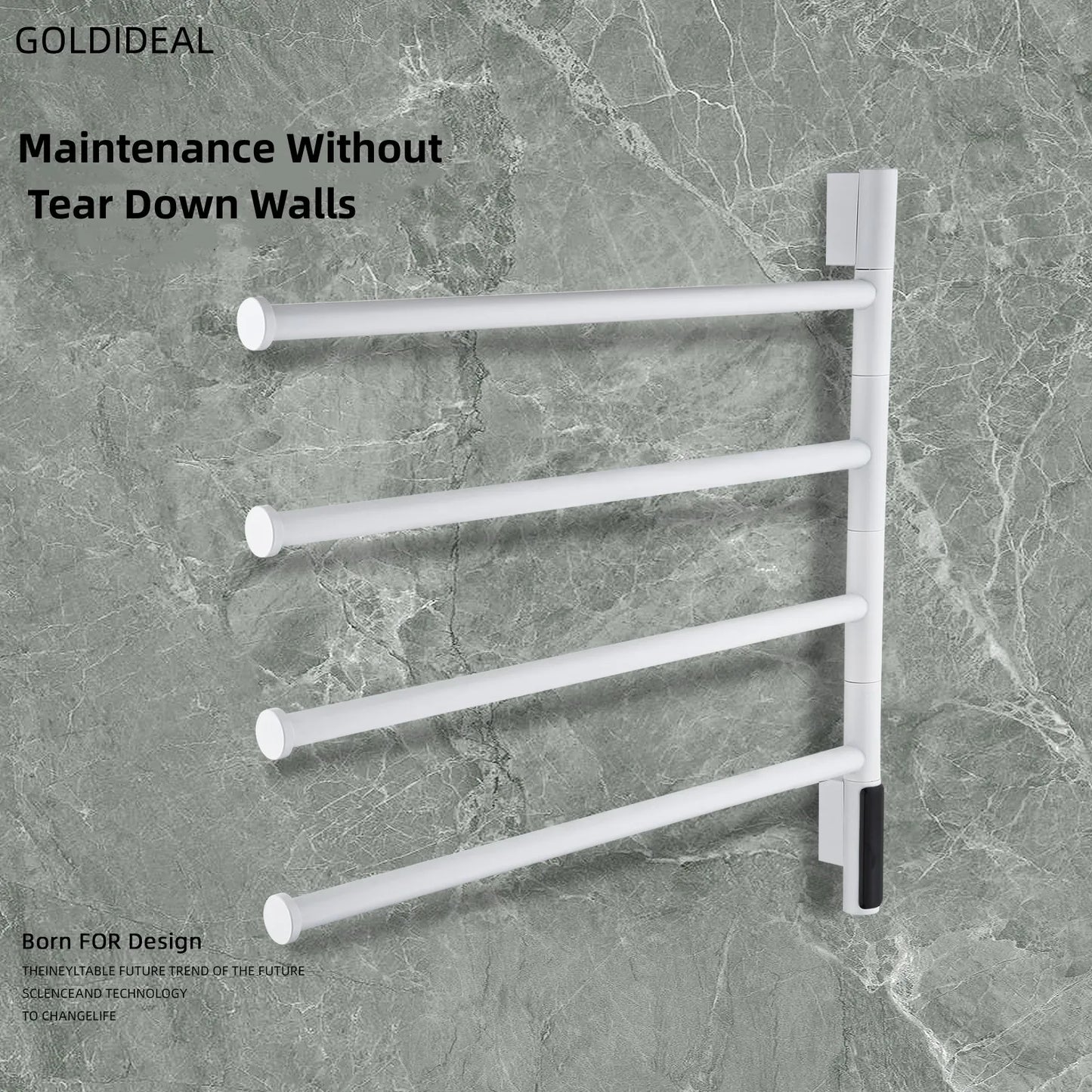 Electric Heating Towel Rails 180° Rotation Left & Right SUS304 Bathroom  Wall Mounted Towel Warmer Holder  220V