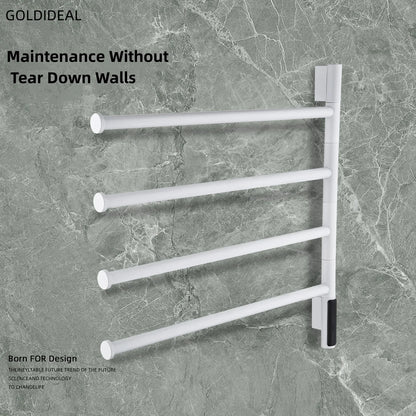 Electric Heating Towel Rails 180° Rotation Left & Right SUS304 Bathroom  Wall Mounted Towel Warmer Holder  220V