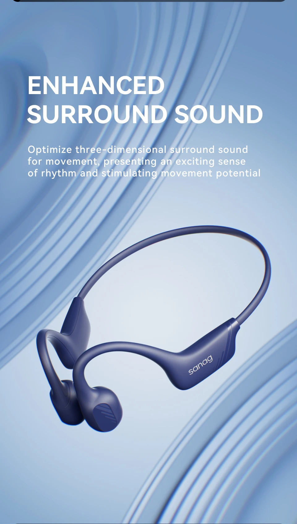 Sanag B21S Bone Conduction Wireless Earphones Bluetooth 5.4 HiFi Bass Headphones IPX5 Waterproof Running Sports Earbuds