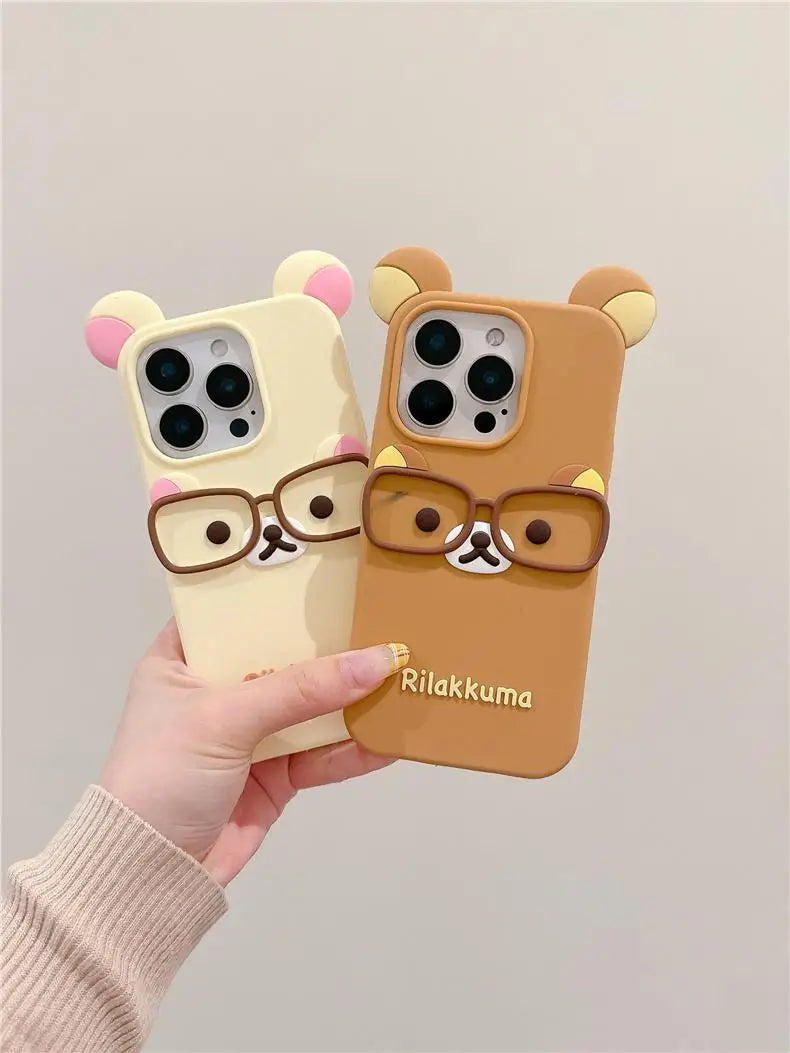 New Glasses Rilakkuma For iPhone 17 16 15 14 13 12 11 Pro Max Plus 6 7 8 Plus Silicone Soft Cover Case