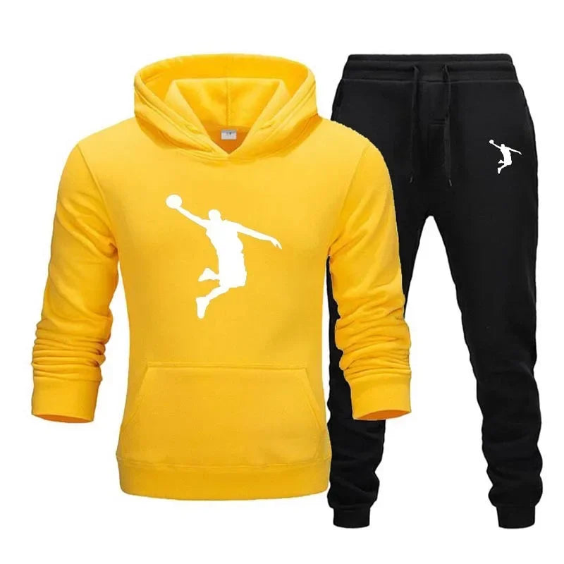 A new 2-piece set for men's casual sports hooded pullovers and sweatpants for outdoor jogging in Europe and America in 2025