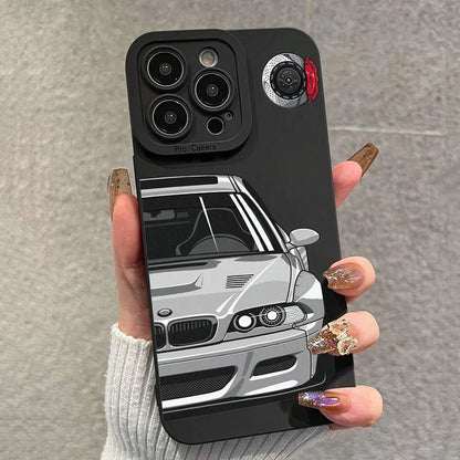 Case For iPhone 14 13 15 16 17 Pro Max Air 16E 11 12 8 7 15 16 Plus SE2 Stylish Car Pattern Shockproof Soft Back Cover