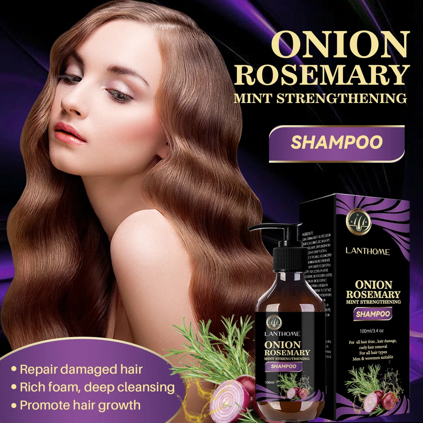 Hair Shampoo For Fast Hair Growth Rosemary Onion Shampoo 30ML Spray Anti Hair Loss Effective Within 7 Day Hair Growth