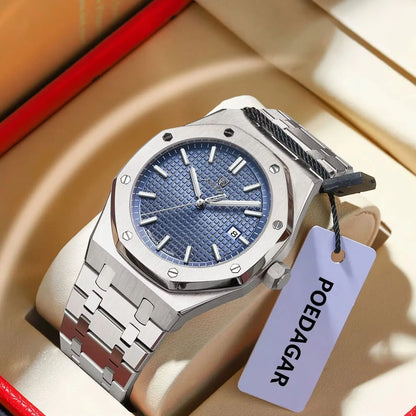 POEDAGAR Original Luxury Man Watch Date Luminous Waterproof Stainless Steel Men Wristwatch Fashion Business Quartz Men's Watches