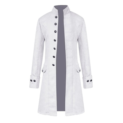 Men Steampunk Gothic Victorian Jacket Vintage Tailcoat Medieval Frock Coat Uniform Renaissance Halloween Pretend Play Costume