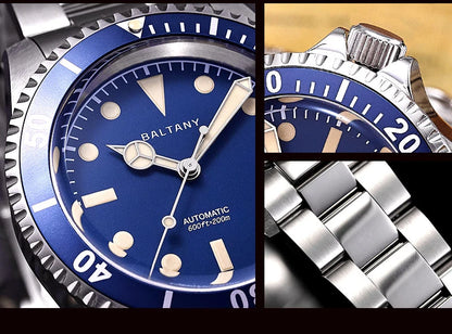 Baltany Men Automatic Watch 39mm Mechaical Wristwatch Sapphire Diver 20ATM Waterproof C3 Luminous NH38 Ceramic Bezel