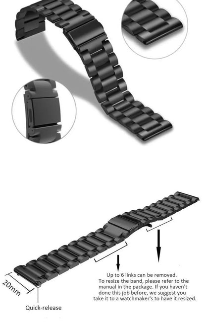 WatchBand For Amazfit Active/GTS 2/3/4 Mini Strap GTR 2/3/4 42 47mm stainless steel Bracelet For Amazfit Bip 3 5 Band