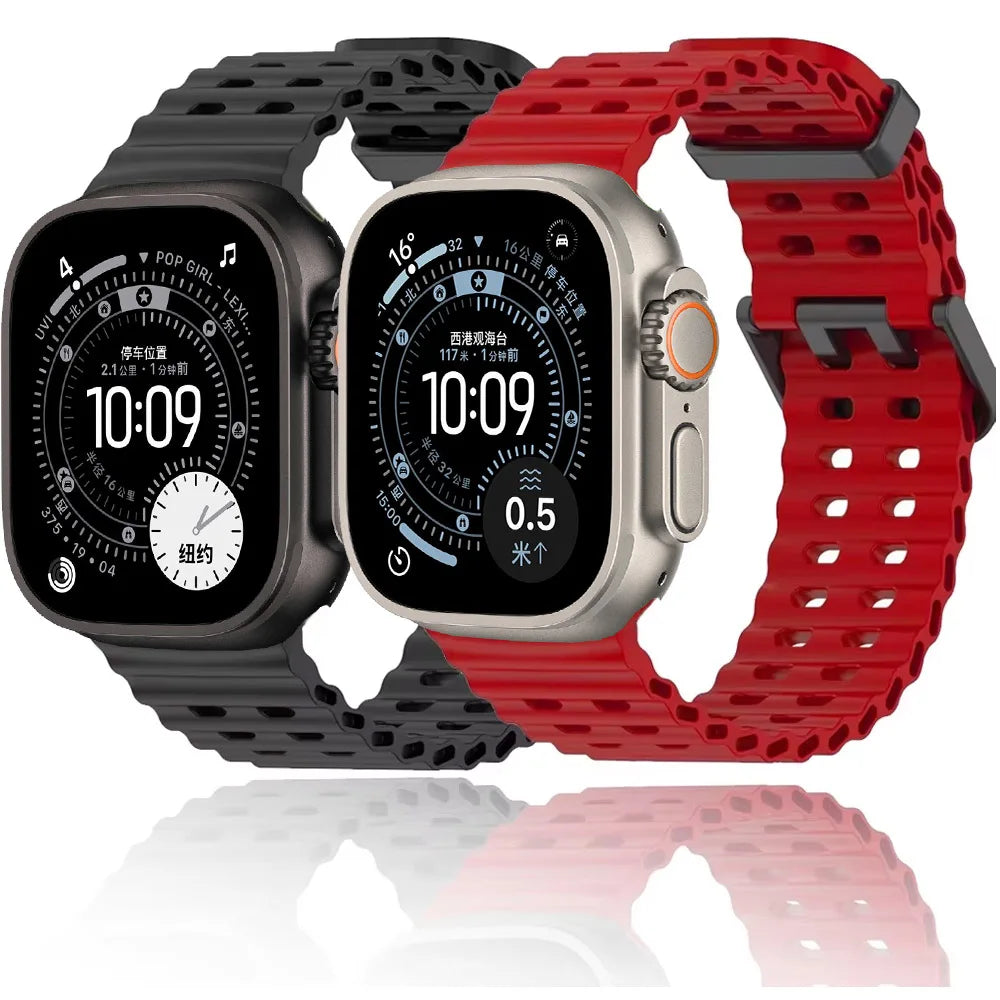 Ocean Silicone Strap for Apple Watch Band Ultra 3/2/1 49mm Series 11 10 46mm Comfortable Band IWatch 9 8 7 6 5 4 SE3 45mm 44mm