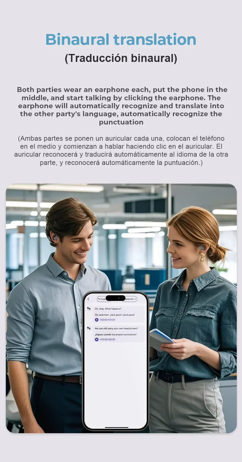 Bluetooth V5.4 Earphones Real-time Translation With AI Chat Headphones Meeting Recording Earbuds