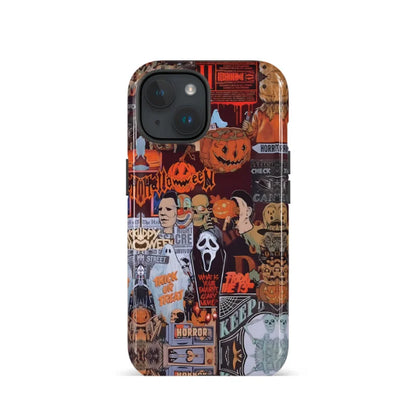 Vintage dark Halloween elementsPhone Case suitable for iPhone 17 16ProMax 15 14 14 12mini 7Plus XR 2in1 tough glossy case