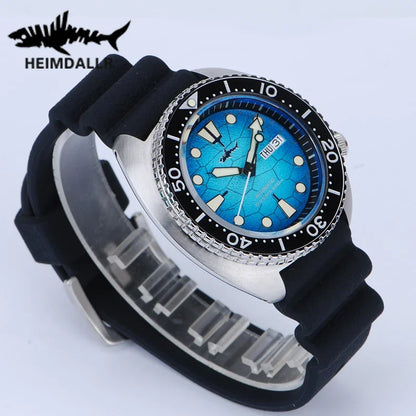 HEIMDALLR Diver Men's Watch Turtle King Sapphire Crystal 316L Steel NH36 200M Water Resistant Luminous Automatic Mechanica Watch