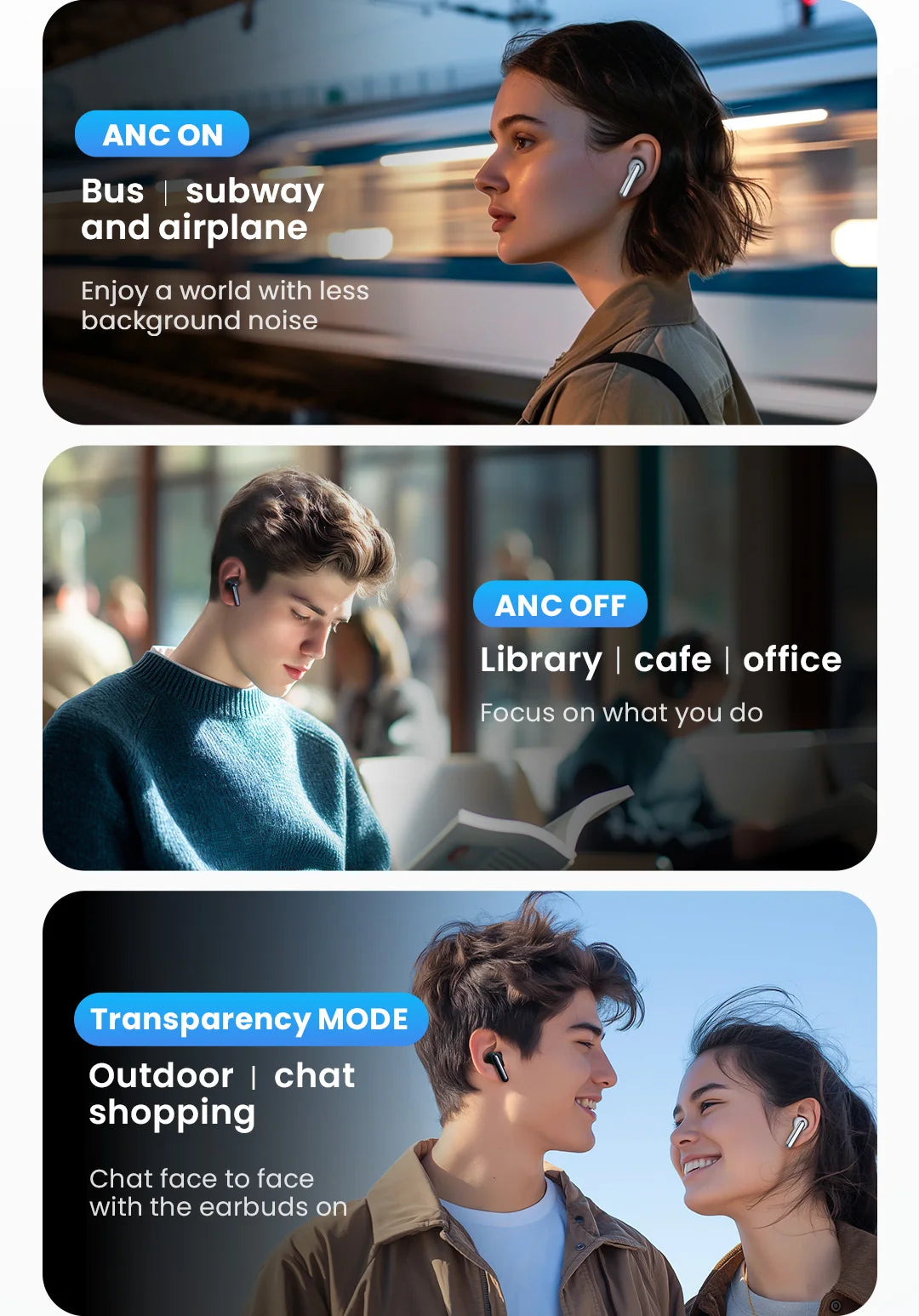 HAYLOU Mori Pro Bluetooth 5.4 Earphones Wireless  43dB Adaptive Noise Cancellation Earbuds 6 Mic Headphones 28H Battery Life