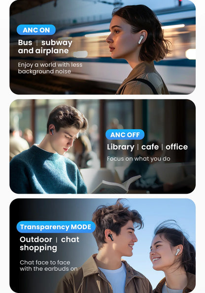 HAYLOU Mori Pro Bluetooth 5.4 Earphones Wireless  43dB Adaptive Hybrid ANC Hi-Res LDAC Earbuds 6 Mic Headphones 28H Battery Life