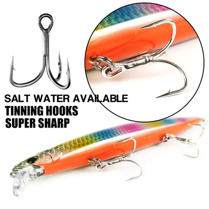 32.5g 163F Sea Floating Minnow Fishing Lure 163mm Tungsten  Weight Saltwater Hard Baits For Pike Sea Artificial Bait Tackle